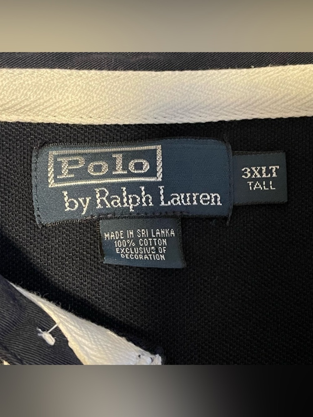 VTG Polo Ralph Lauren Rugby Shirt Mens 3XL Tall Gold Crest Blue Red Big Pony - Picture 10 of 14